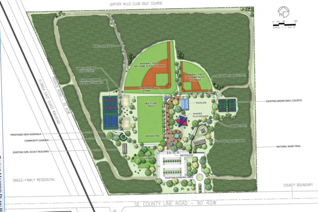 Conceptual site plan showing proposed upgrades for Tequesta Park in Tequesta, Florida