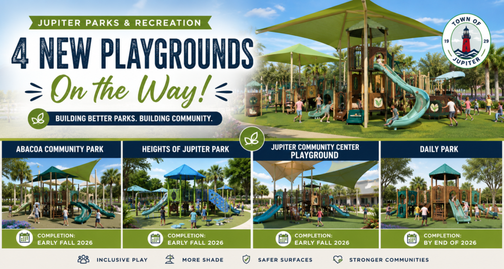4 new playgrounds coming to Jupiter, Fl