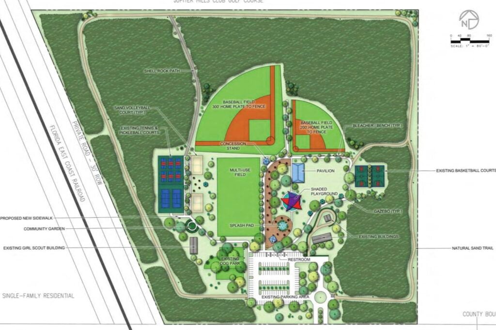 Map showing conceptual site plan for Tequesta Park upgrades and recreational improvements